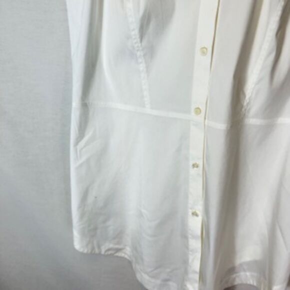 Lafayette 148 White Cotton Sleeveless Fit & Flare Button Front Shirt Size 6 - Picture 6 of 11